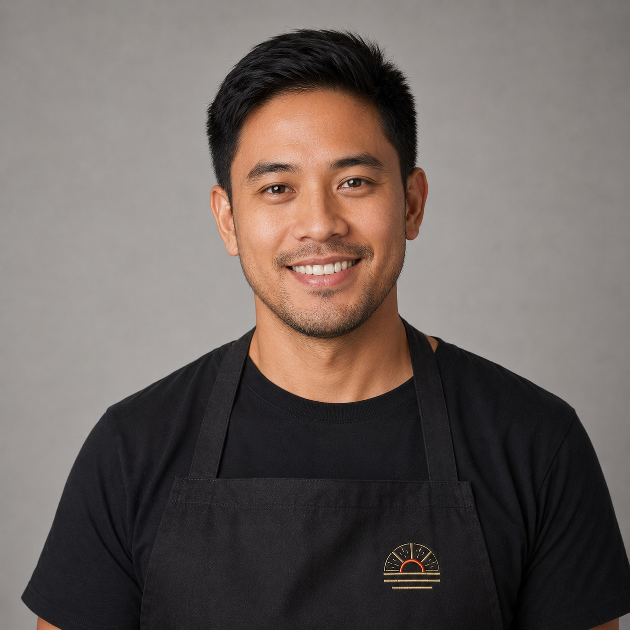 Jan Ravina, Customer Support, professional headshot wearing an apron with the sunburst logo